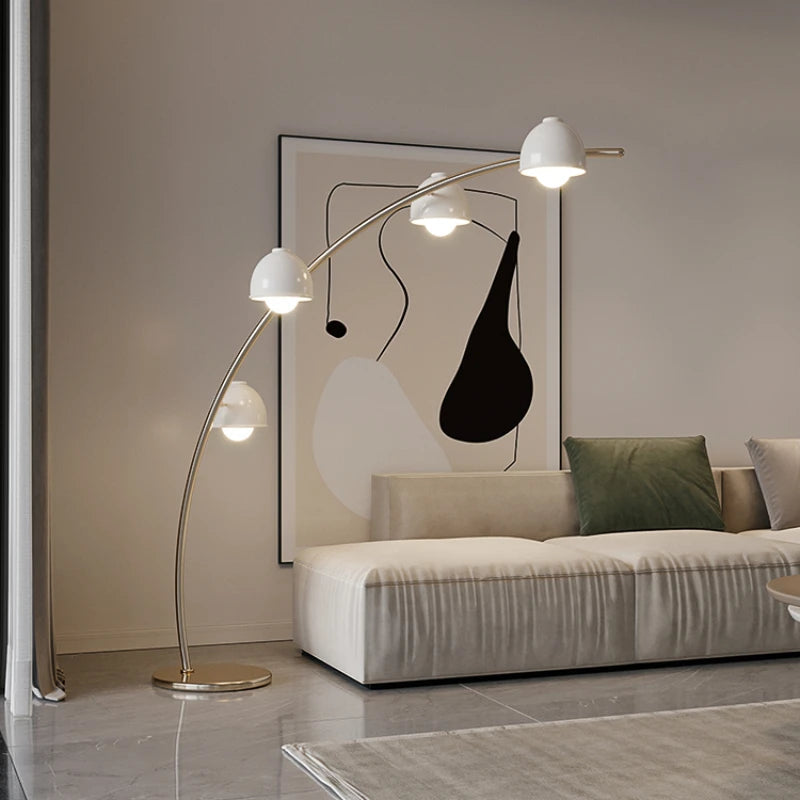 Lampe de sol moderne en métal avec abat-jour en verre givré, design italien et nordique-LUMICONCEPT