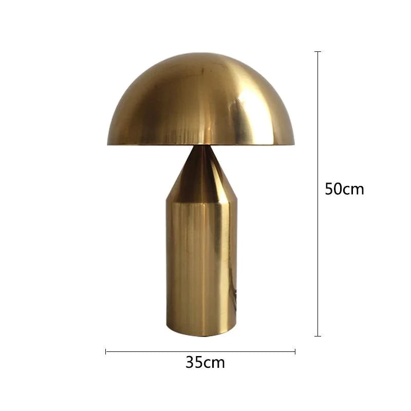 Lampe de table nordique en fer noir avec abat-jour doré champignon-LUMICONCEPT