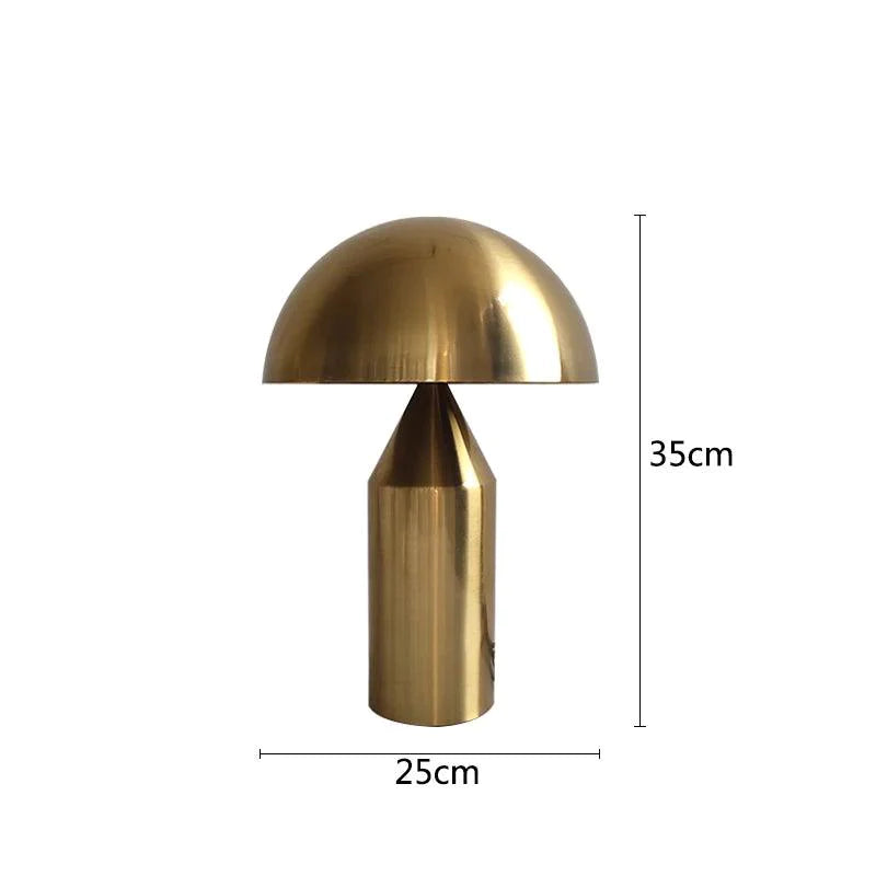 Lampe de table nordique en fer noir avec abat-jour doré champignon-LUMICONCEPT