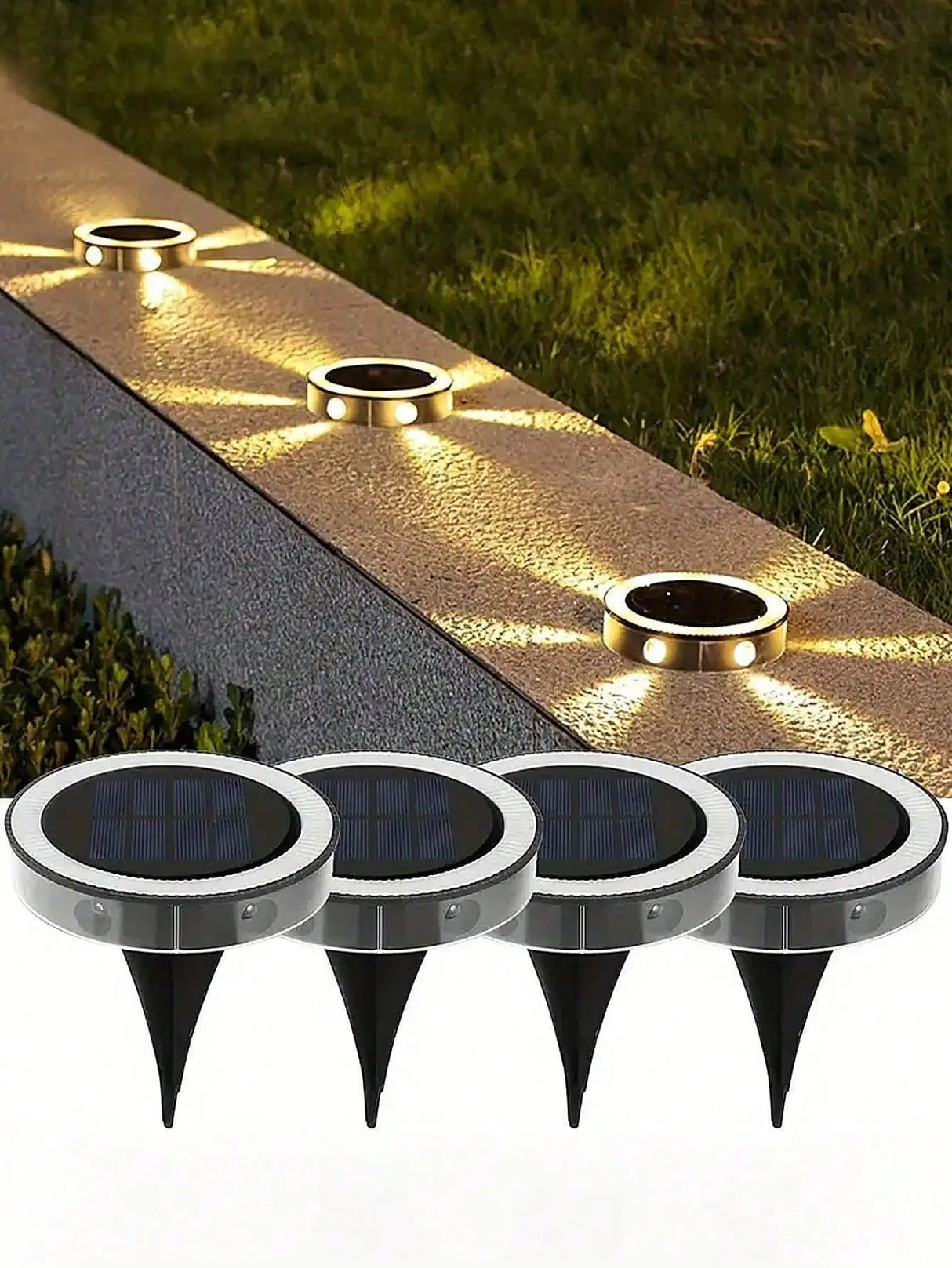 Lampes Solaire LED à Disque Étanches - Pack de 4, Éclairage Moderne pour Jardin et Extérieur-LUMICONCEPT