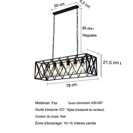 Luminaire Industriel Suspendu à 6 Têtes en Métal Noir pour Ambiance Rétro-LUMICONCEPT