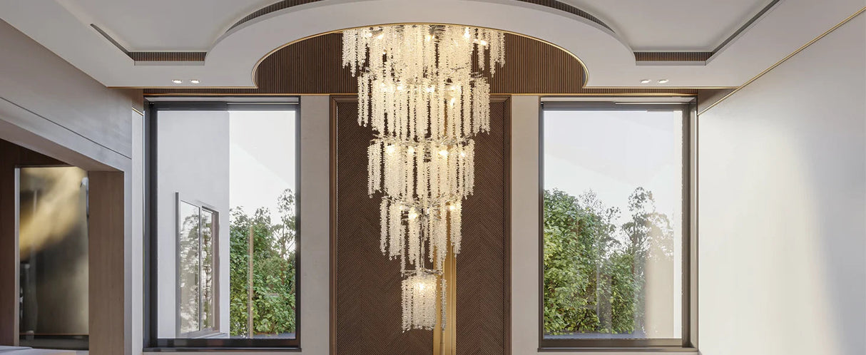 Lustre Cristal Élégant avec Pompon pour un Éclat Raffiné dans vos Espaces Chic-LUMICONCEPT