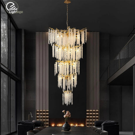 Lustre Cristal Élégant avec Pompon pour un Éclat Raffiné dans vos Espaces Chic-LUMICONCEPT