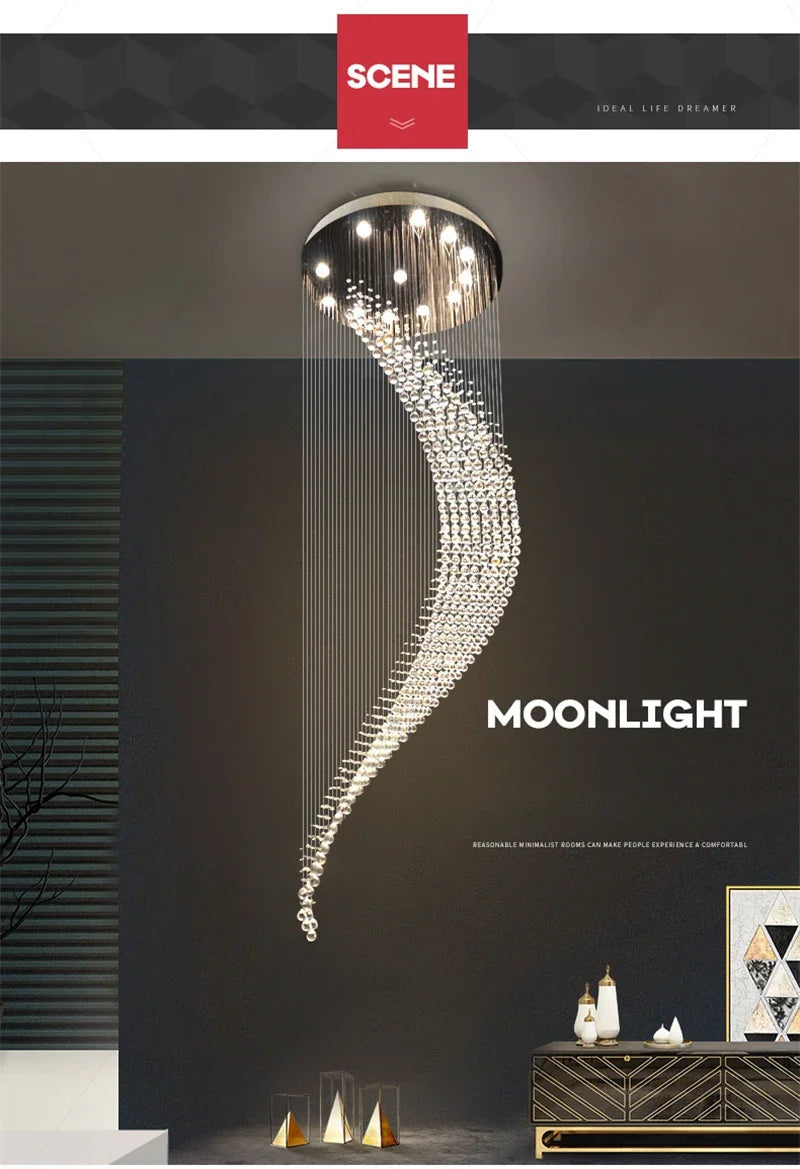 Lustre Cristal Spiralé Élégant pour Intérieurs Modernes-LUMICONCEPT