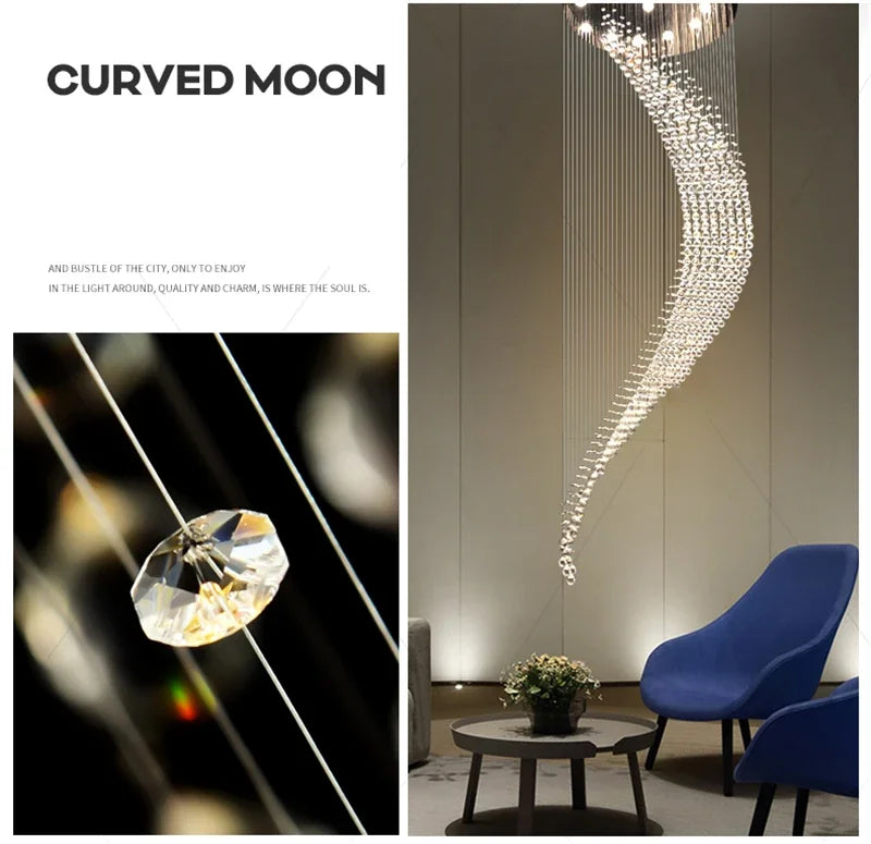 Lustre Cristal Spiralé Élégant pour Intérieurs Modernes-LUMICONCEPT