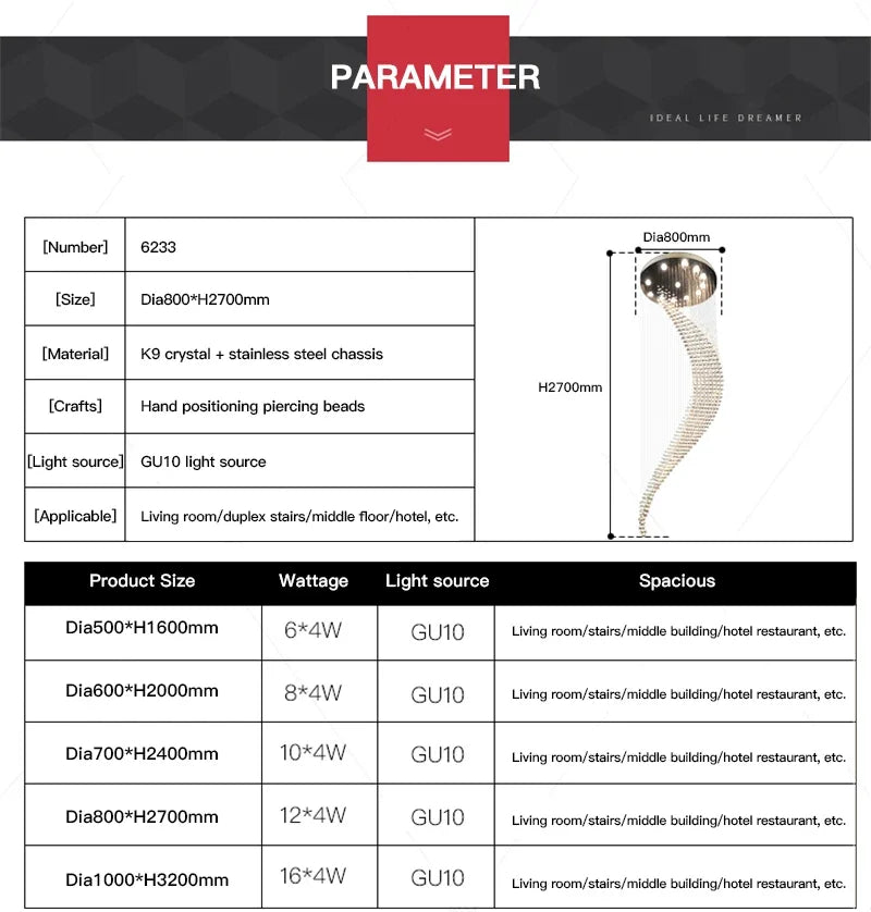 Lustre Cristal Spiralé Élégant pour Intérieurs Modernes-LUMICONCEPT