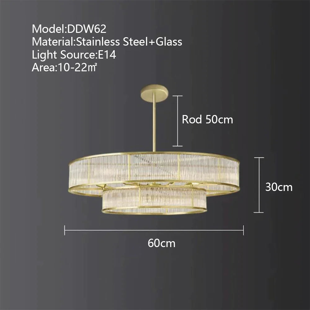 Lustre Design Loft avec Éclairages LED et Diffuseurs en Cristal - Élégance Métal Doré et Argent-LUMICONCEPT