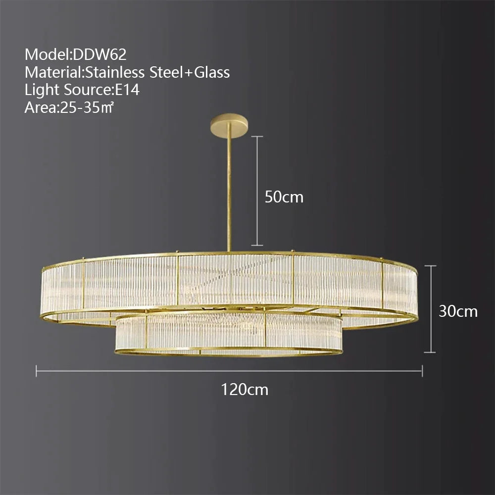 Lustre Design Loft avec Éclairages LED et Diffuseurs en Cristal - Élégance Métal Doré et Argent-LUMICONCEPT