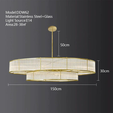 Lustre Design Loft avec Éclairages LED et Diffuseurs en Cristal - Élégance Métal Doré et Argent-LUMICONCEPT