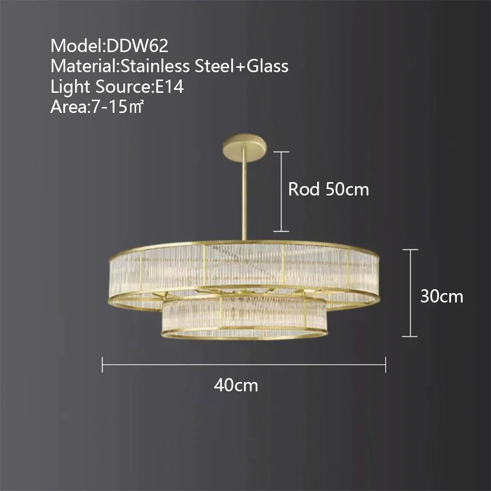 Lustre Design Loft avec Éclairages LED et Diffuseurs en Cristal - Élégance Métal Doré et Argent-LUMICONCEPT