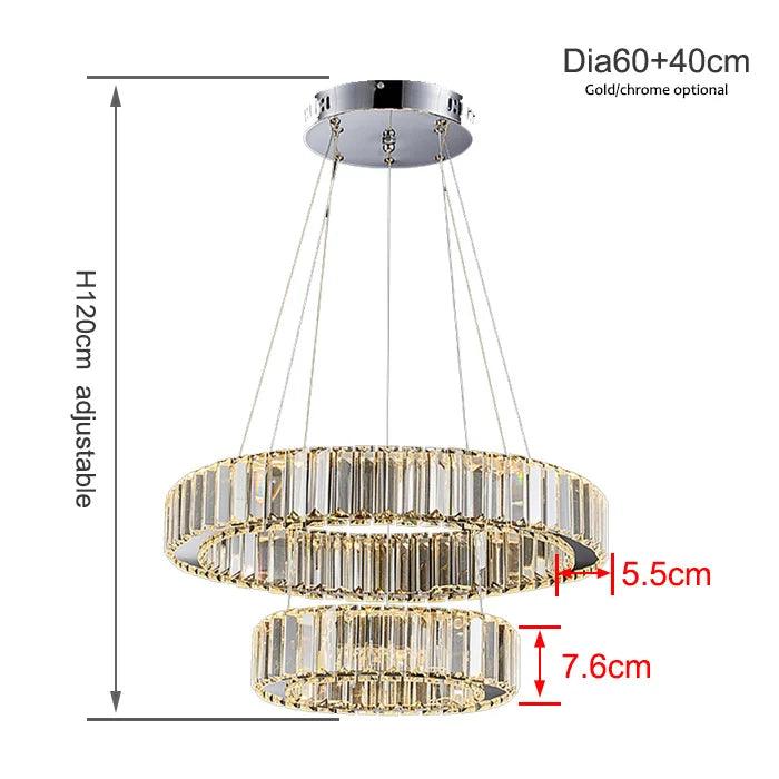 Lustre Élégant en Acier Inoxydable et Cristal pour un Éclairage Sophistiqué-LUMICONCEPT