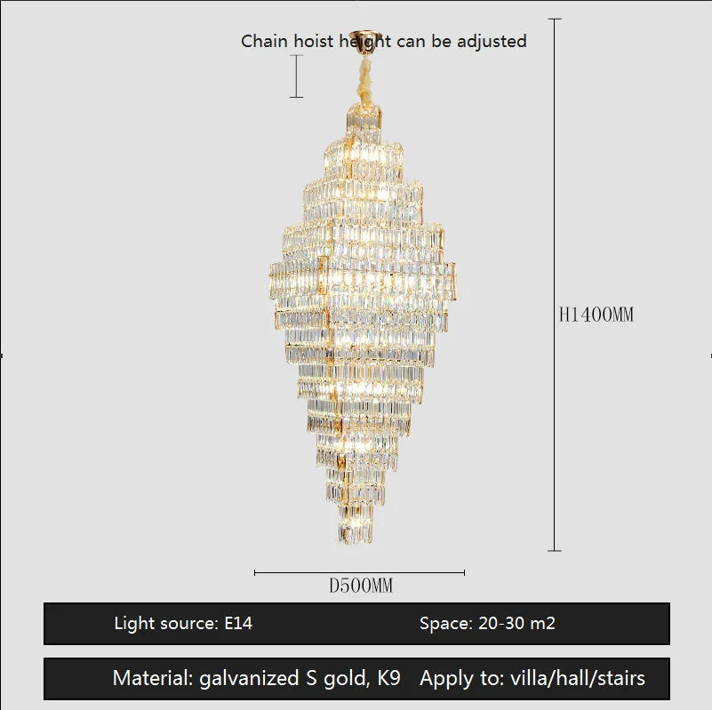 Lustre Élégant en Métal et Cristal pour Espaces Contemporains-LUMICONCEPT