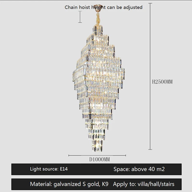 Lustre Élégant en Métal et Cristal pour Espaces Contemporains-LUMICONCEPT