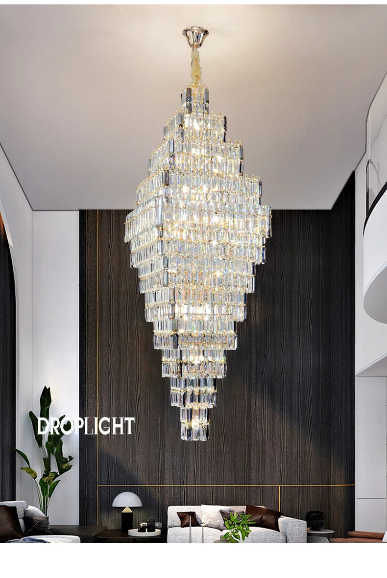 Lustre Élégant en Métal et Cristal pour Espaces Contemporains-LUMICONCEPT