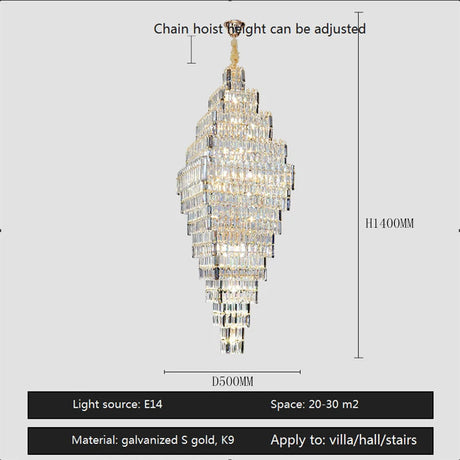 Lustre Élégant en Métal et Cristal pour Espaces Contemporains-LUMICONCEPT