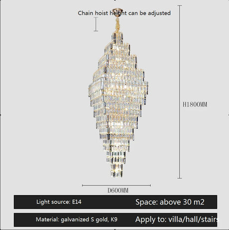 Lustre Élégant en Métal et Cristal pour Espaces Contemporains-LUMICONCEPT