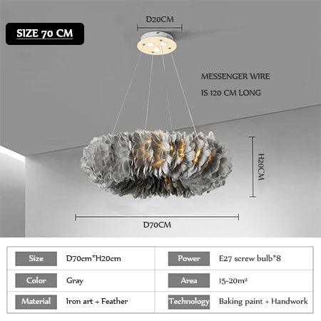 Lustre LED Luxueux en Plumes d'Oie pour une Ambiance Élégante et Moderne-LUMICONCEPT