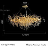 Lustre LED Postmoderne en Cristal et Fer, Élégance Dorée ou Argentée-LUMICONCEPT