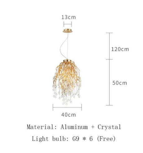 Lustre LED Postmoderne en Cristal et Fer, Élégance Dorée ou Argentée-LUMICONCEPT