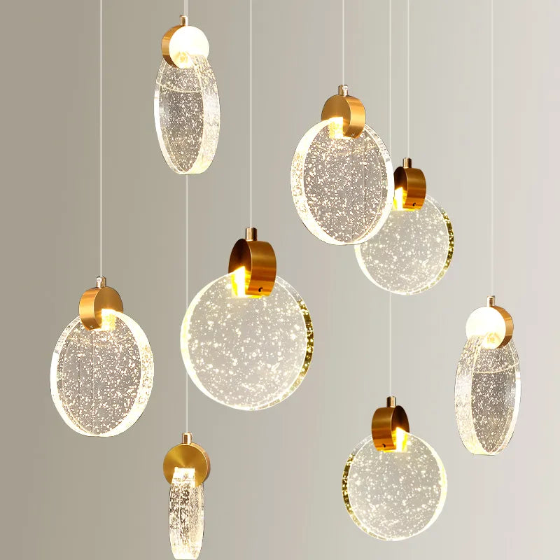 Lustre Moderne en Cristal Doré avec Éclairage LED pour Bar, Restaurant et Salon-LUMICONCEPT