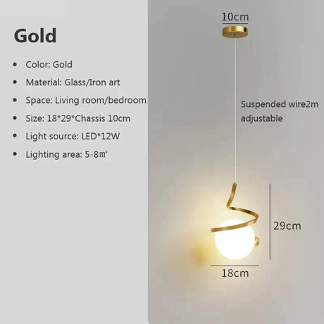 Lustre Moderne en Globe Lumineux avec Bande Métallique Hélicoïdale pour un Style Élégant-LUMICONCEPT