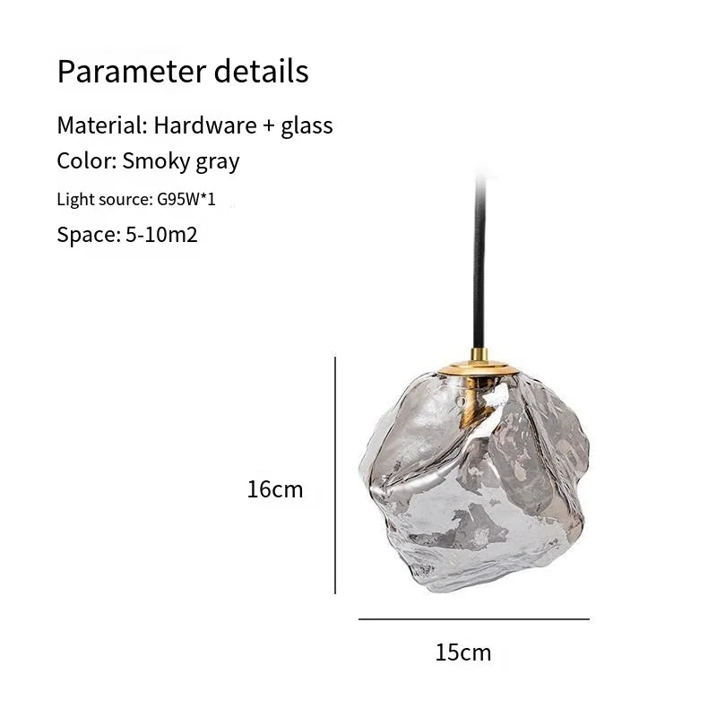 Lustre Moderne en Verre Texture Métallique avec Éclairage Rétro-LUMICONCEPT