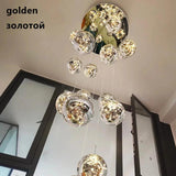 Lustre Moderne en Verre avec Boules de Cristal et Câble Ajustable pour Salon et Escalier-LUMICONCEPT