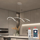 Lustre Ondulé en Chrome Poli avec Gradation LED Intelligente pour Salle à Manger-LUMICONCEPT