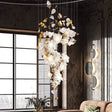 Lustre Précieux en Cristal et Fleurs Végétales pour un Écrin de Luxe Intérieur-LUMICONCEPT