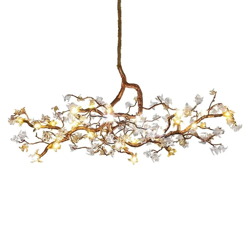 Lustre Rétro en Cuivre aux Branches d'Arbre Chinoises, Artisanat Élégant et Personnalisable-LUMICONCEPT