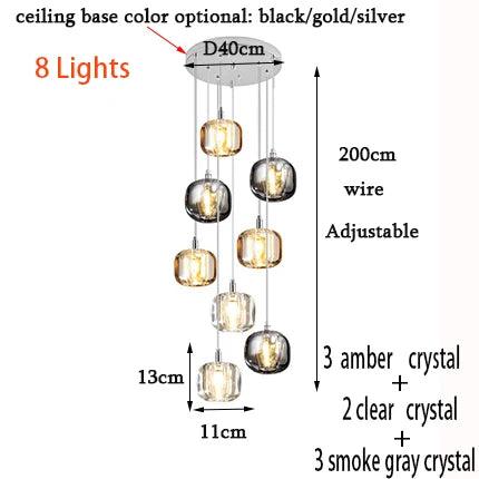 Lustre Sur Mesure en Cristal et Acier Inoxydable pour une Ambiance Élégante et Moderne-LUMICONCEPT