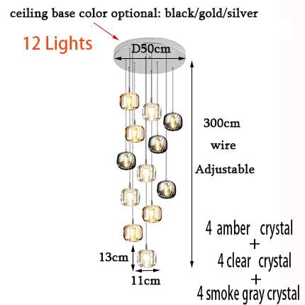 Lustre Sur Mesure en Cristal et Acier Inoxydable pour une Ambiance Élégante et Moderne-LUMICONCEPT