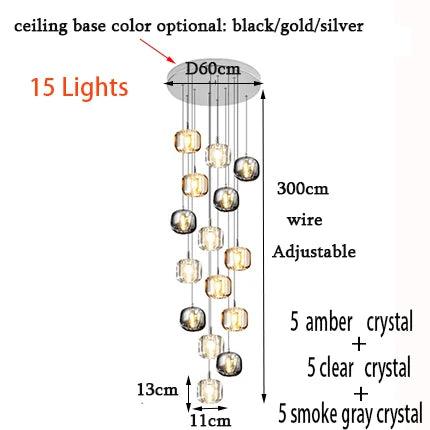 Lustre Sur Mesure en Cristal et Acier Inoxydable pour une Ambiance Élégante et Moderne-LUMICONCEPT