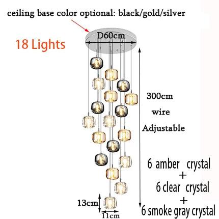 Lustre Sur Mesure en Cristal et Acier Inoxydable pour une Ambiance Élégante et Moderne-LUMICONCEPT