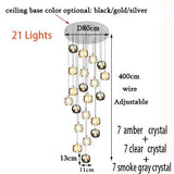 Lustre Sur Mesure en Cristal et Acier Inoxydable pour une Ambiance Élégante et Moderne-LUMICONCEPT