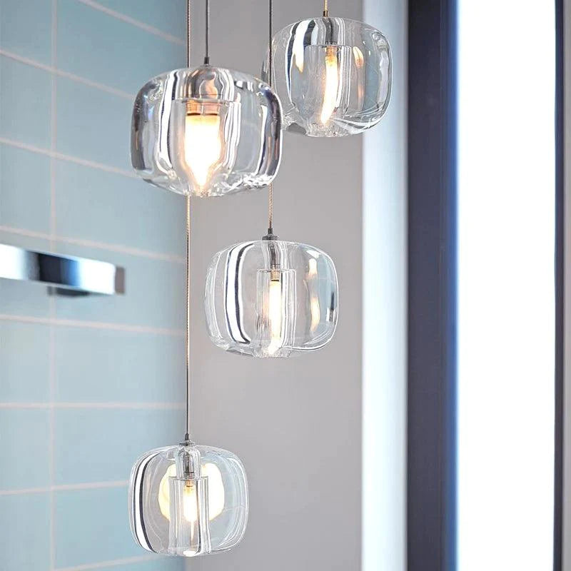 Lustre Sur Mesure en Cristal et Acier Inoxydable pour une Ambiance Élégante et Moderne-LUMICONCEPT