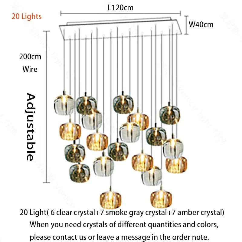 Lustre Sur Mesure en Cristal et Acier Inoxydable pour une Ambiance Élégante et Moderne-LUMICONCEPT