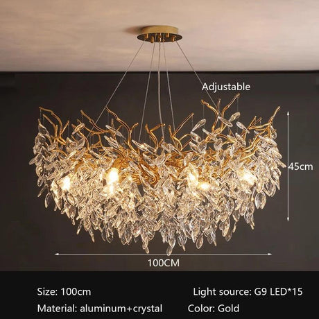 Lustre en Aluminium et Cristal avec Design Personnalisable - Élégance et Sophistication pour Votre Espace-LUMICONCEPT