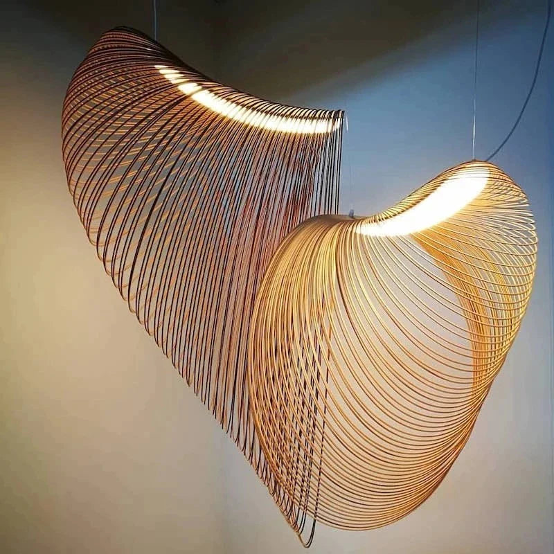 Lustre en Bois LED Artistique avec Contrôle Distant et Options Personnalisables-LUMICONCEPT