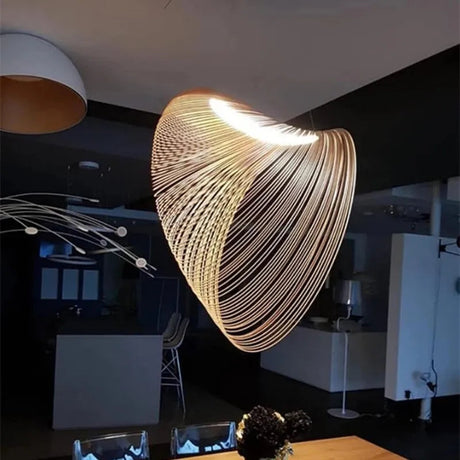 Lustre en Bois LED Artistique avec Contrôle Distant et Options Personnalisables-LUMICONCEPT