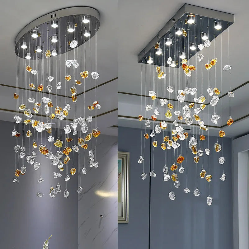 Lustre en Cristal LED Élégant avec Options de Personnalisation et Décorations Précieuses-LUMICONCEPT