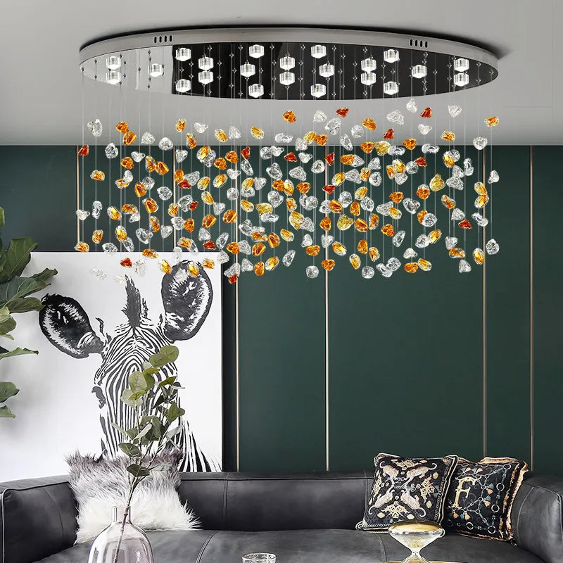 Lustre en Cristal LED Élégant avec Options de Personnalisation et Décorations Précieuses-LUMICONCEPT