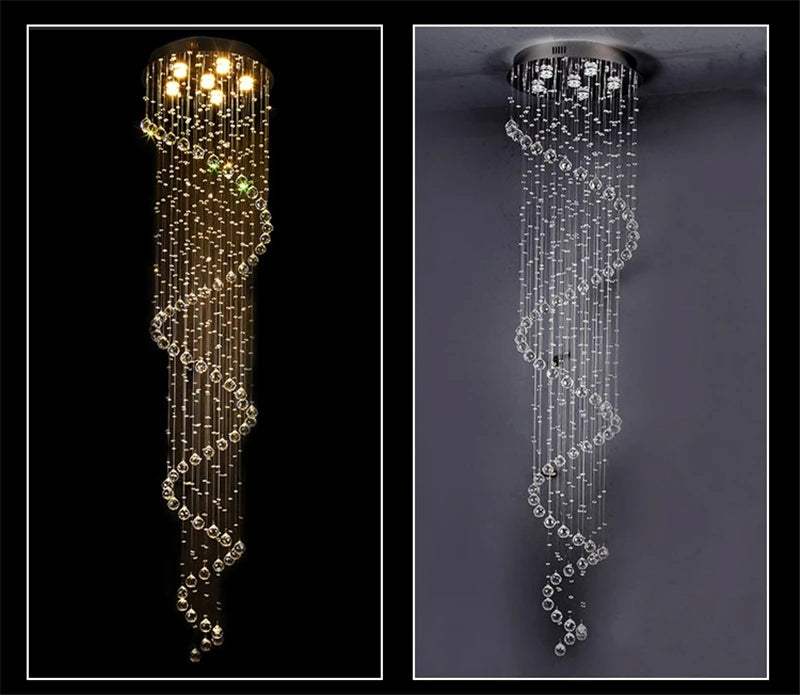 Lustre en Cristal au Design Spirale pour un Éclairage Élégant et Artistique-LUMICONCEPT