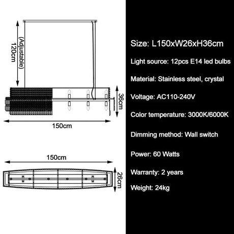 Lustre en Cristal et Acier Inoxydable pour une Élégance Contemporaine-LUMICONCEPT