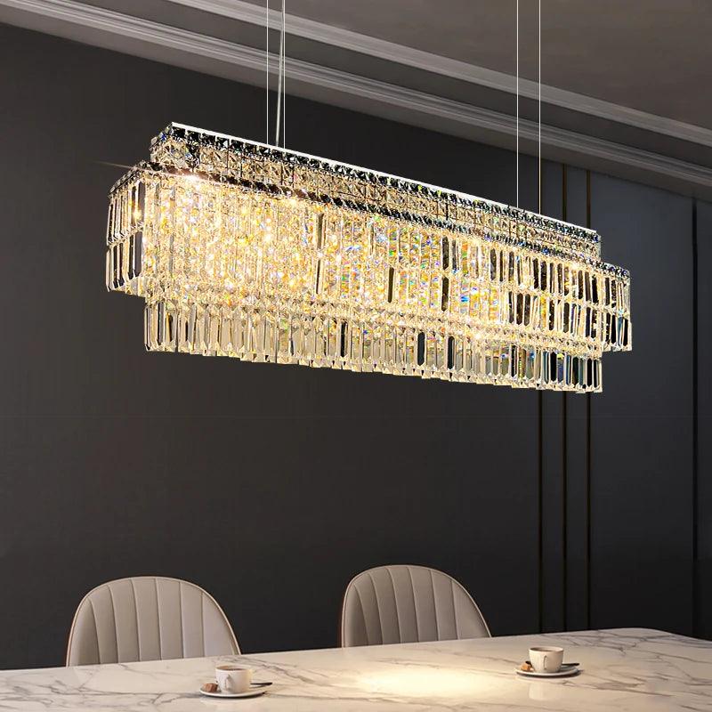 Lustre en Cristal et Acier Inoxydable pour une Élégance Contemporaine-LUMICONCEPT