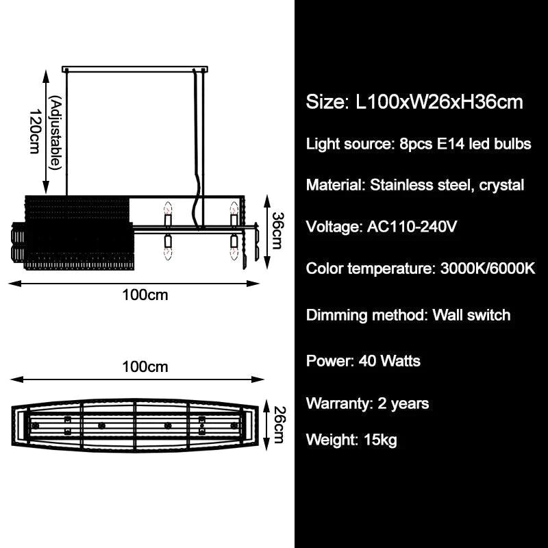 Lustre en Cristal et Acier Inoxydable pour une Élégance Contemporaine-LUMICONCEPT