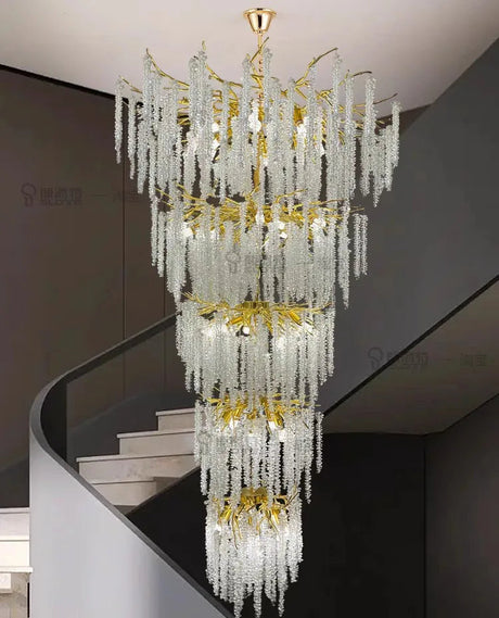 Lustre en cristal d'or raffiné pour un éclairage majestueux dans votre espace.-LUMICONCEPT