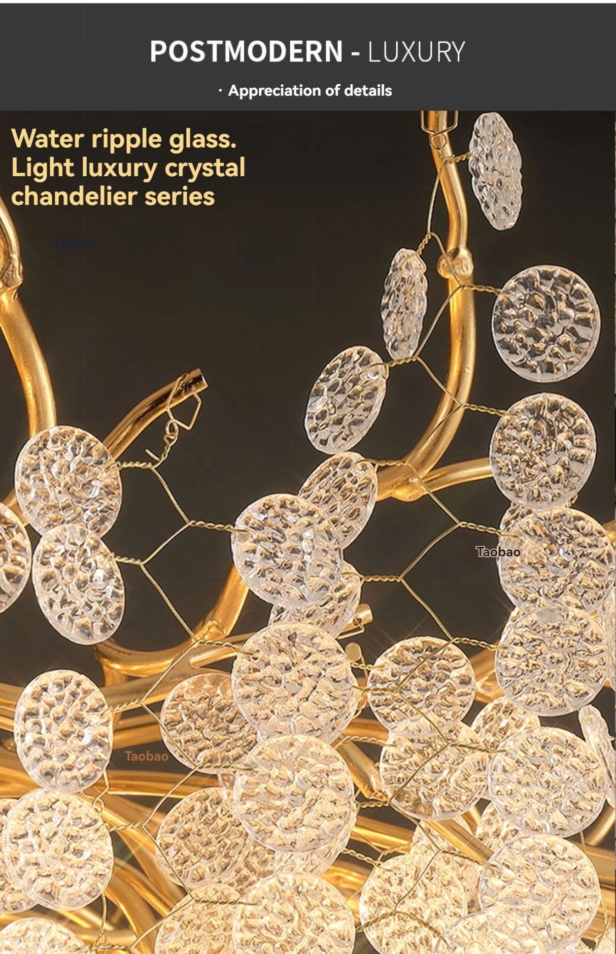 Lustre en cristal d'or raffiné pour un éclairage majestueux dans votre espace.-LUMICONCEPT