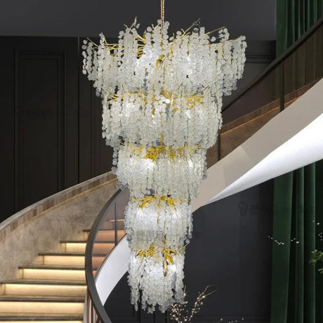 Lustre en cristal d'or raffiné pour un éclairage majestueux dans votre espace.-LUMICONCEPT