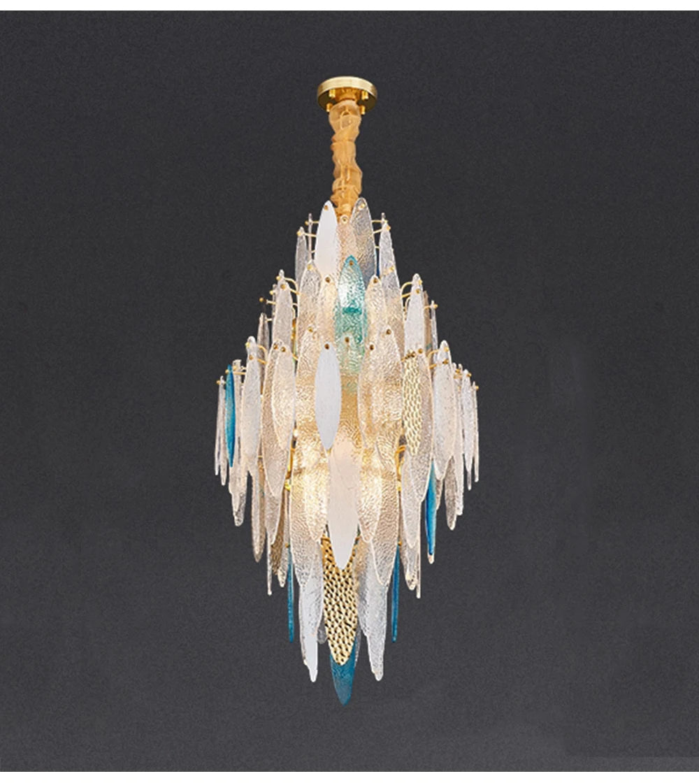 Lustre en verre ondulé couleur postmoderne – Élégance contemporaine pour votre intérieur-LUMICONCEPT